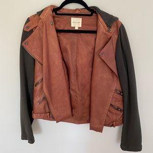 Urban Outfitters Cropped Hooded Leather Jacket
